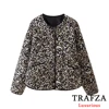 TRAFZA Casual Leopard Print Oversized Jackets Women Long Sleeve O Neck Buttons Coats Fashion 2024 Autumn Winter Female Outwears 6