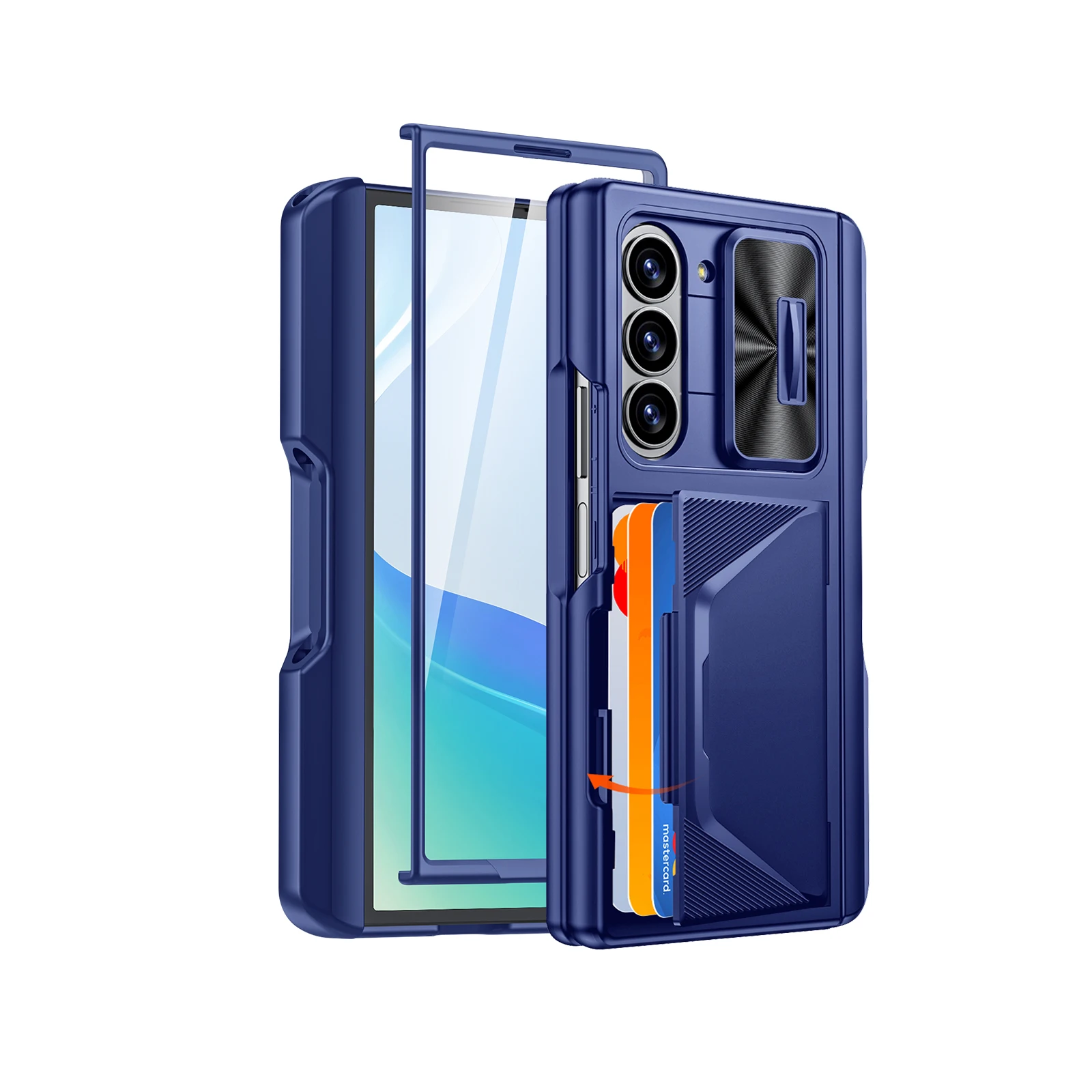 Mother's Day Gift: Shockproof Phone Case with Card Holder and Pen Slot, includes Full Coverage 9H Protective Film