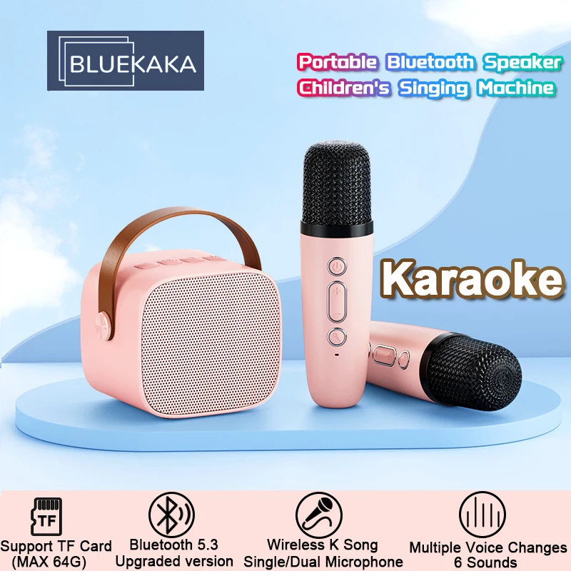 

Home Karaoke Machine Portable Bluetooth 5.3 Speaker System With 1-2 Wireless Mic Home Family Singing for Kid Birthday Present