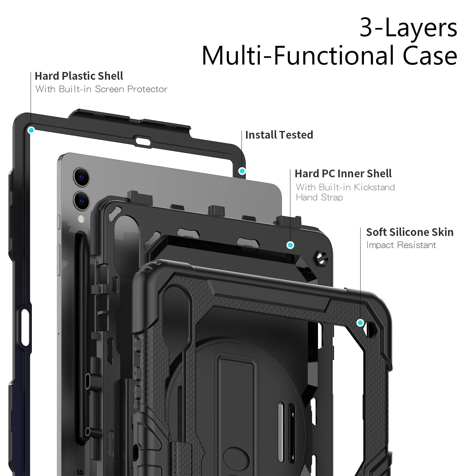 Prova de Choque Tablet Capa com Alça Capa para Samsung Galaxy Tab S911 em Geração Tabs Plus a s6 Lite s8 a7 S911 em à - Imagem 6