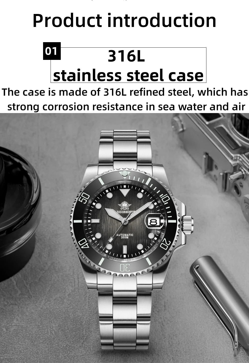 ADDIESDIVE AD2078 reloj buceo automático cristal zafiro BGW9 introducción del producto"