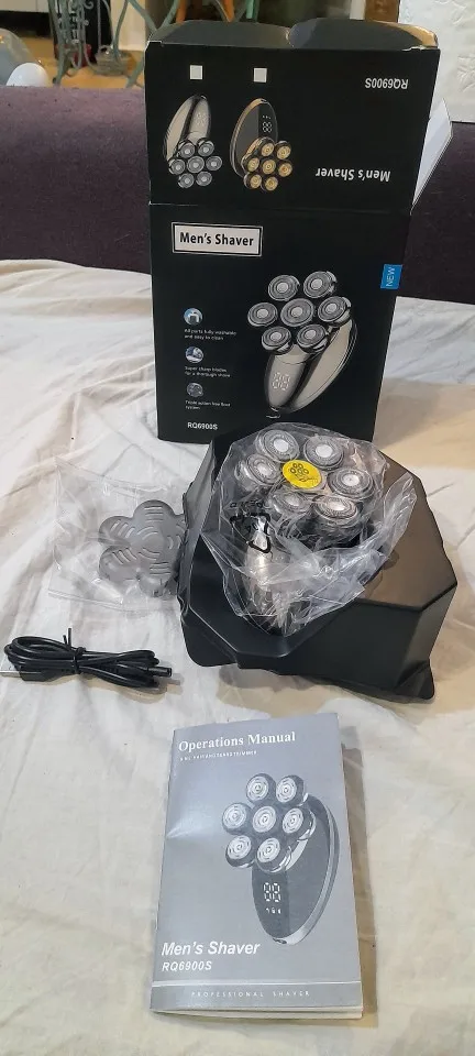 Homens 7d flutuante barbeador elétrico molhado seco barba aparador de pêlos navalha elétrica recarregável cabeça careca máquina de barbear display lcd photo review