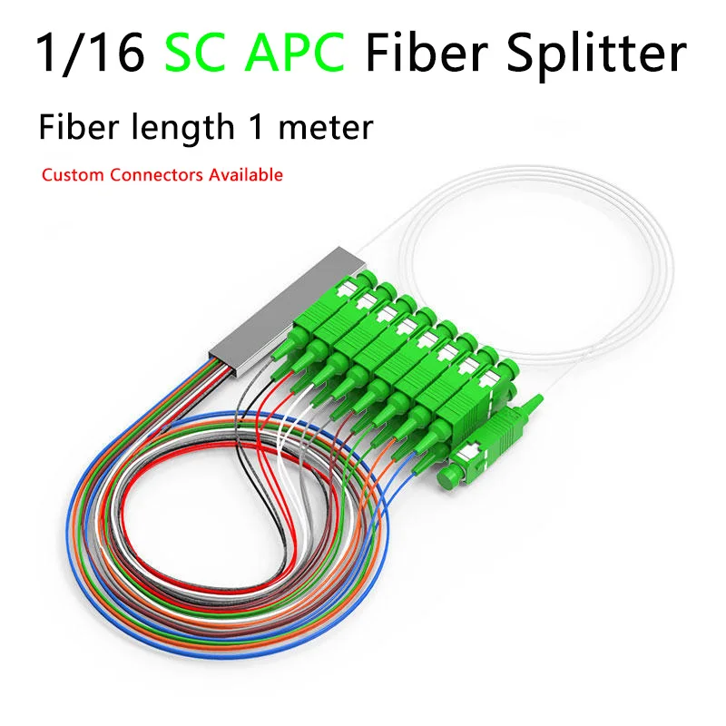 5/10pcs/lot Fiber Optic PLC Splitter 1x2 1x4 1x8 1x16 1x32 SC/APC SM Single Mode 0.9mm G657A1 FTTH PLC Splitter APC Connector SC