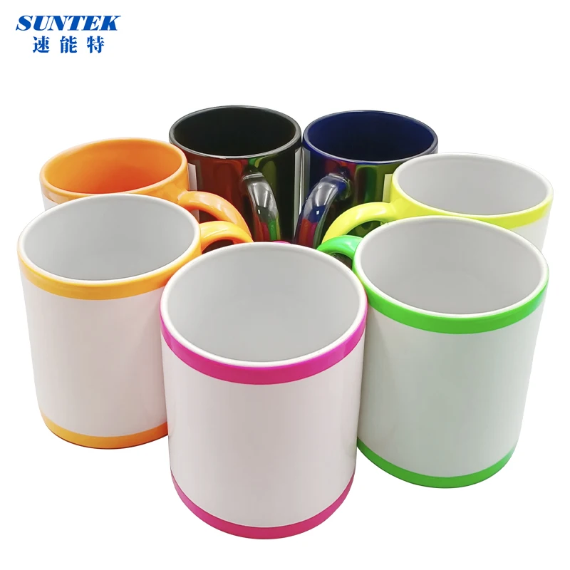 11oz Dye Sublimation Black Mug Blank with White Patch Case of 36