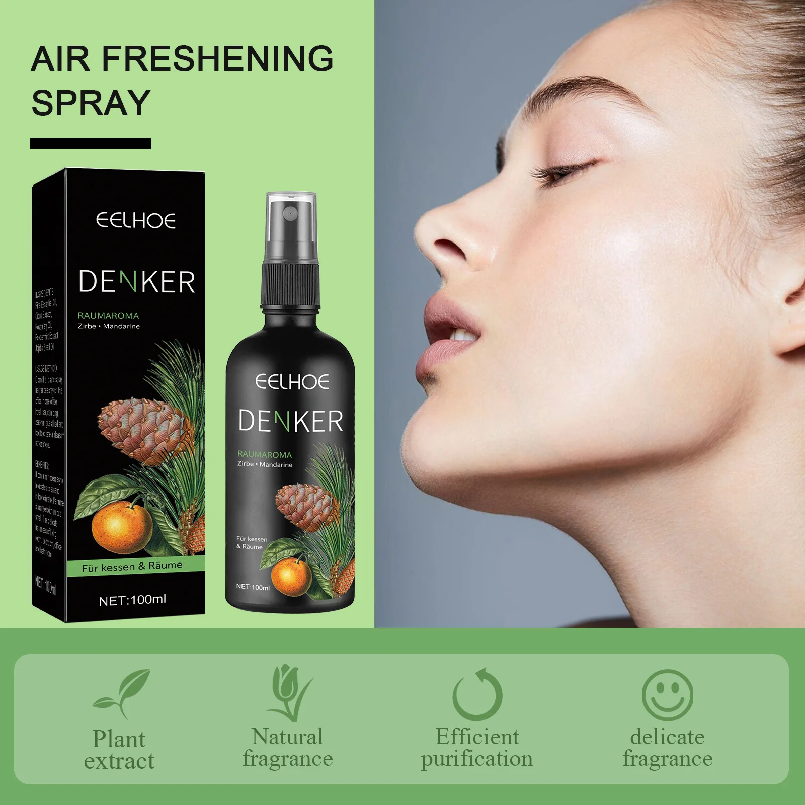 Eelhoe 100ml Air Freshener Mist Aromatherapy Home Fragrance Remove Odor Long Lasting Scent Indoor Bedroom Air Refreshing Spray