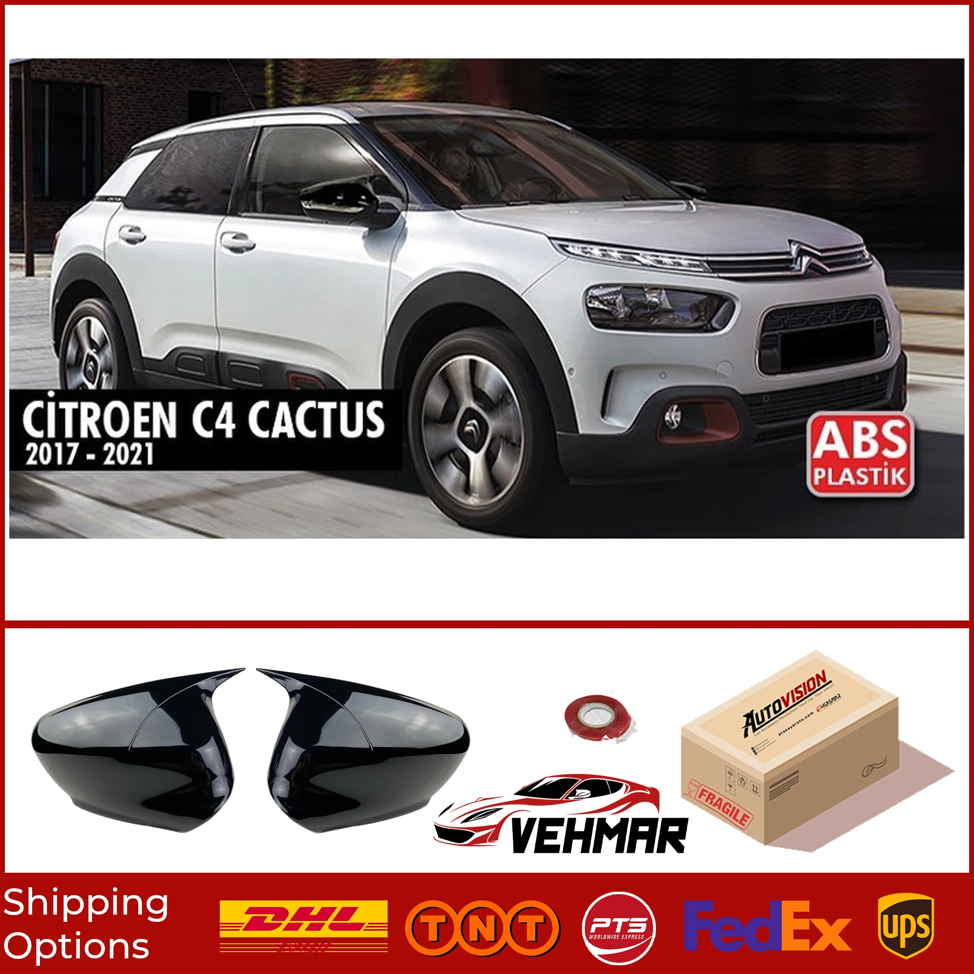 

Зеркальная крышка модели летучая мышь для Citroen C4 Cactus 2017 2018 2019 2020 2021, яркий черный чехол с бэтментом летучая мышь, автомобильные экраны, Внешние детали