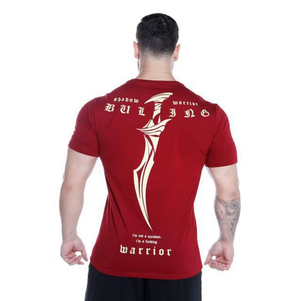 New Summer Gym T-shirt Large-type Brand Sports T-shirt Men Shirt Bodybuilding Fitness Printing Short Sleeve Running