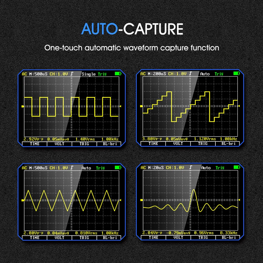 TOOLTOP ET2010A Portable Digital 1Mhz Oscilloscope 2.5Msps Sampling Rate AUTO Range AC/DC 600V Graphcial Multimeter Oscilloscope 4