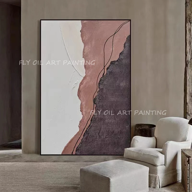 

Large Size 100% Handpainted pink canvas picture modern grey canvas Oil Painting Porch Aisle For Living Room decoration gift