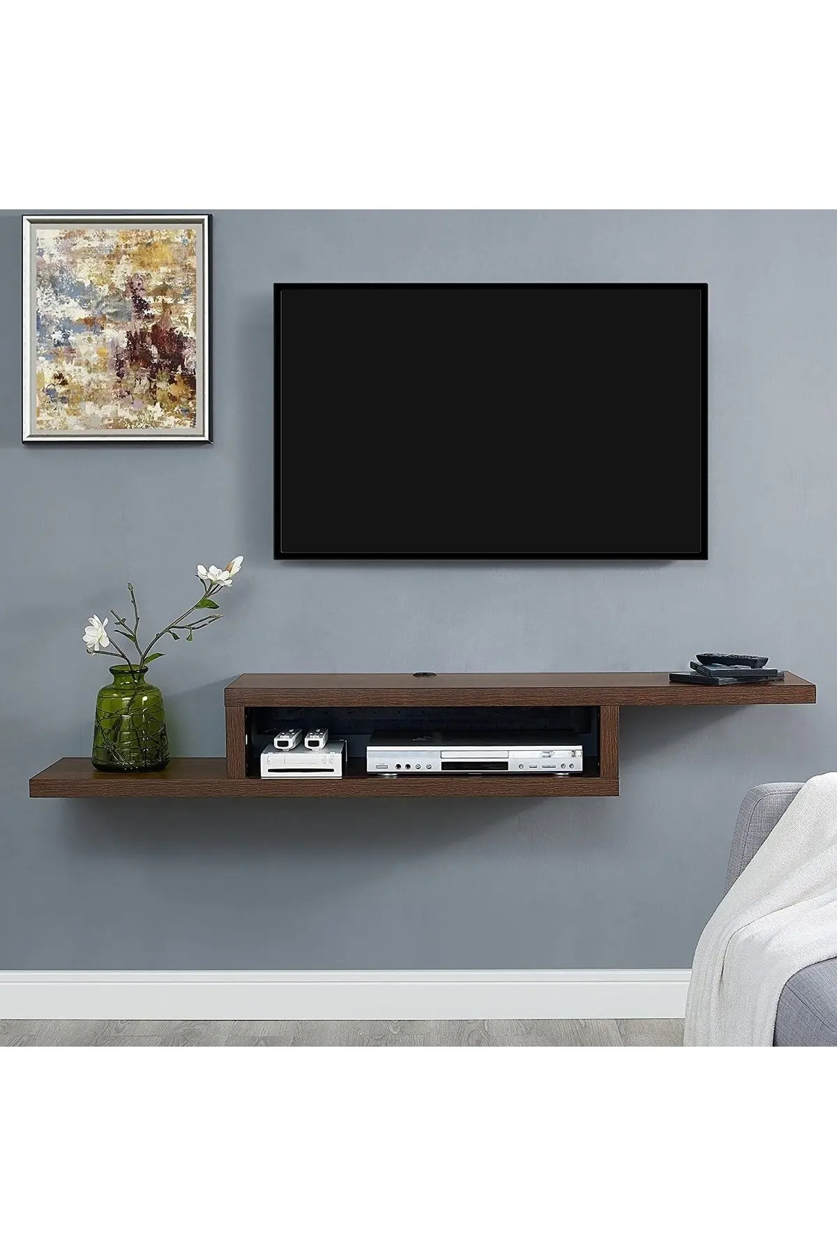 Walnut 100 Cm Tv Unit Tv Stand Mensola A Parete Libreria Sospesa Tv Unit