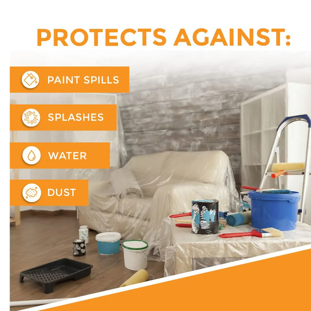 Plastic Painters Drop Cloth Clear PE Dust Disposable Floor Cover Dustproof Furniture Protection Household Full Cover Cloth Disposable Floor Cover