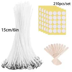 Candle Making Kit: 210 - Piece Set with Candle Wicks, Wick Stickers, and Wooden Centering Devices (15Cm.Set)
