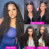 Perruques sans colle bouclées crépues pour femmes cheveux humains porter et Go perruque sans colle cheveux humains 4X4 perruque avant en dentelle perruque bouclée cheveux humains 3