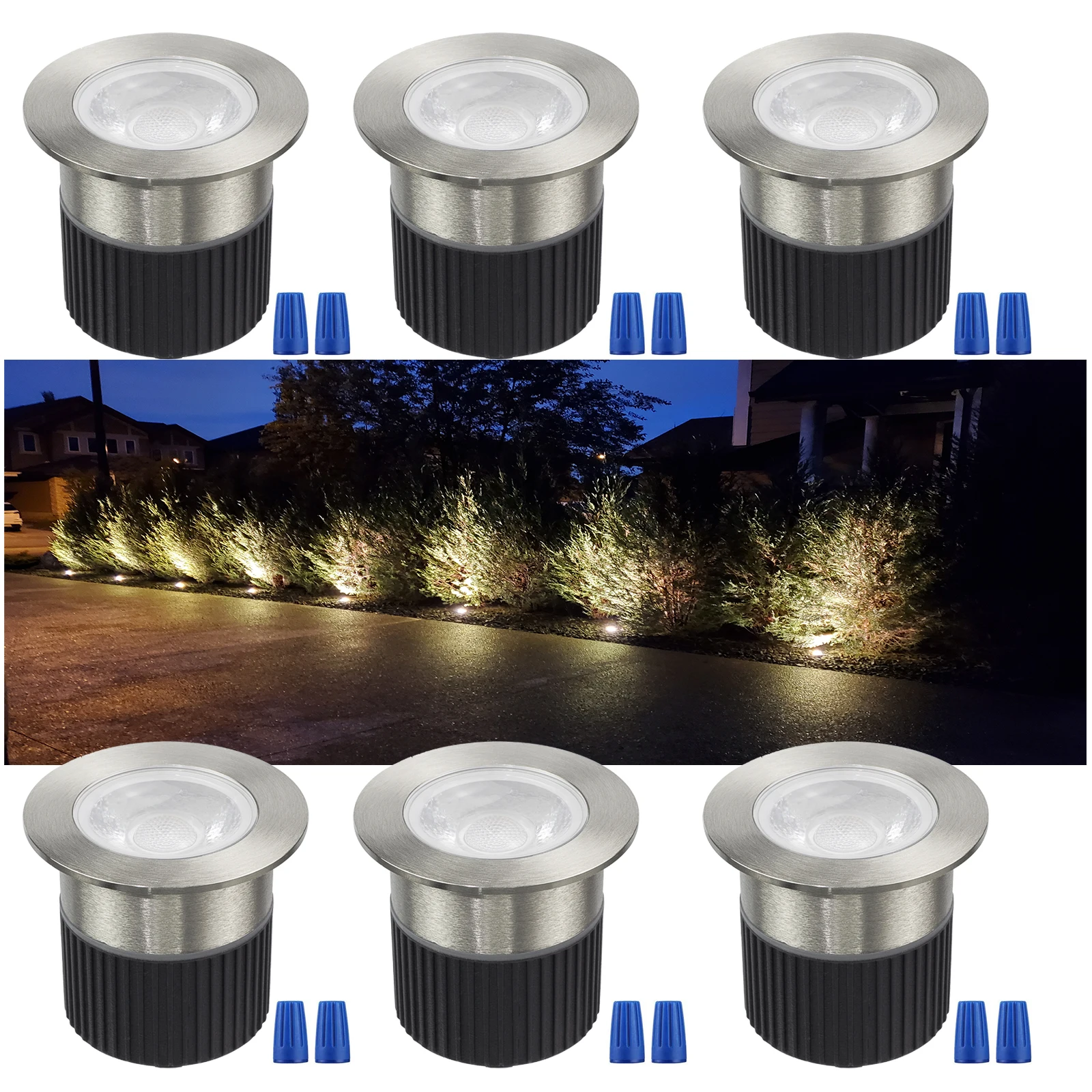 6-Pack Outdoor In-ground LED Garden Lights,Driverway Backyard Recessed Lighting,AC85-265V 5W 250Lumen Under Tree Landscape Lamp dimmable g4 led bulb 5w 12v 24v 63led 4014smd ceramic pc cover crystal chandelier lighting rv marine under cabine 5pcs lot