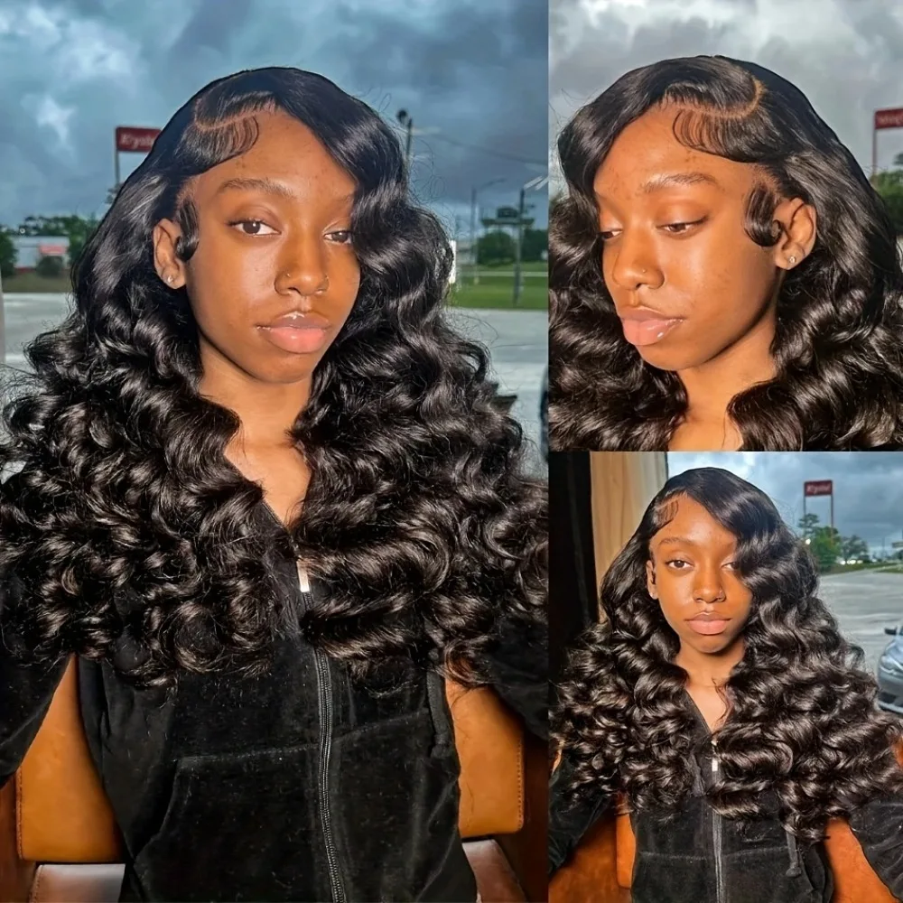 250% Density 4x4 Deep Wave Brazilian Human Hair Wig Brazilian #1B Wear and Go Glueless HD Transparent Lace Pre Plucked Baby Hair 3