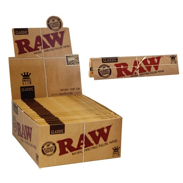 Raw Classic KingSize Slim 110mm, contiene 50 cartelle x 32 carte