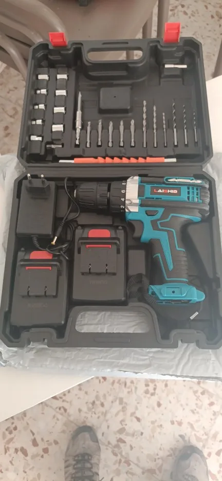 Cordless Impact Screwdriver Handheld Drill Power Tool 32 Torque Setting 2 Gear Speed Electric Screwdriver With 2 Batteries photo review