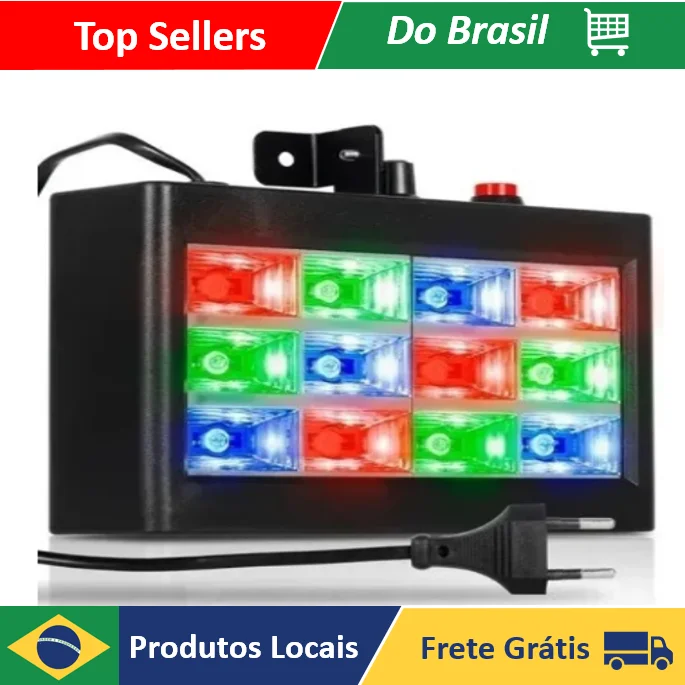 Stroboscope – 12 led Rgb, 15w, Bivolt automatique