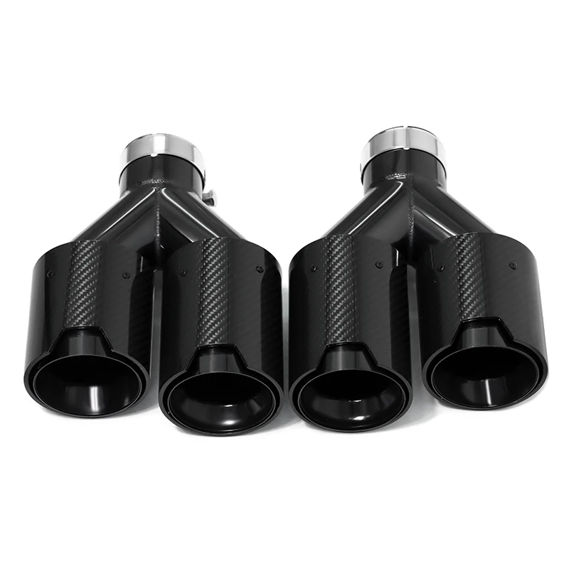 Car Exhaust Tip System Quad Carbon Fiber Stainless Steel Exhaust Tip for BMW Universal for M Performance Exhaust Tips End Pipes Tailpipe Muffler Tips