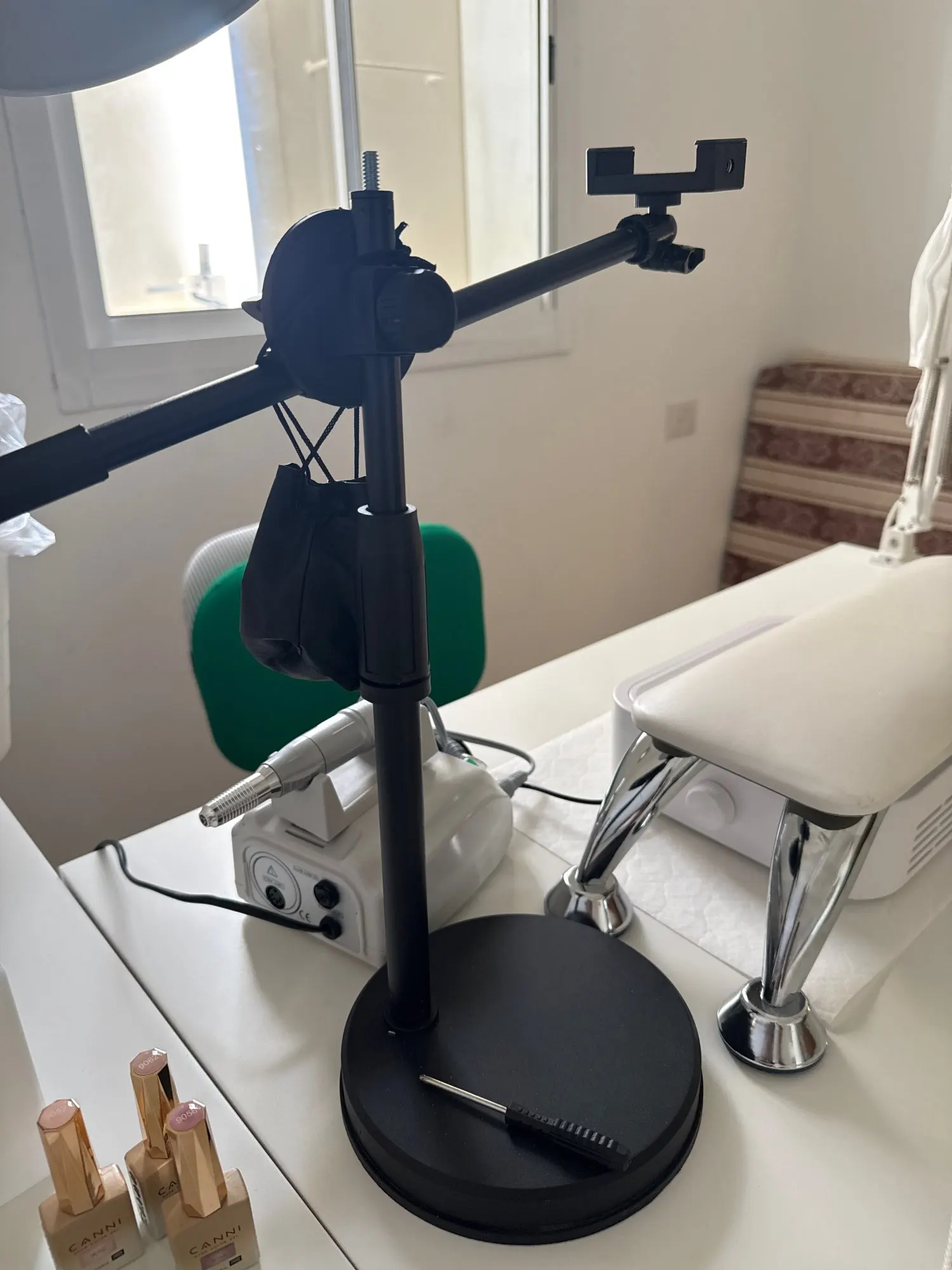 Overhead Tripod with Ring Light Table Tabletop Shooting Stand Tripods with Mobile Phone Holder Boom Arm for Nail Art Photography photo review