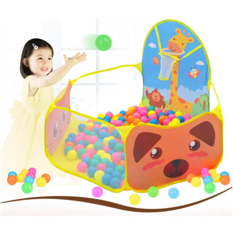 0.9-1.5M Portable Baby Playpen Children Ball Pit with Basketball Hoop Kid Dry Pool Folding Indoor Outdoor Garden Playhouse Toy