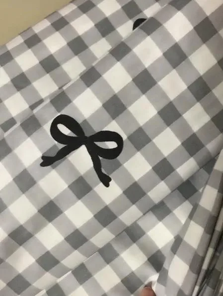 Pink Plaid Bowknot Bedding Set, customer photo