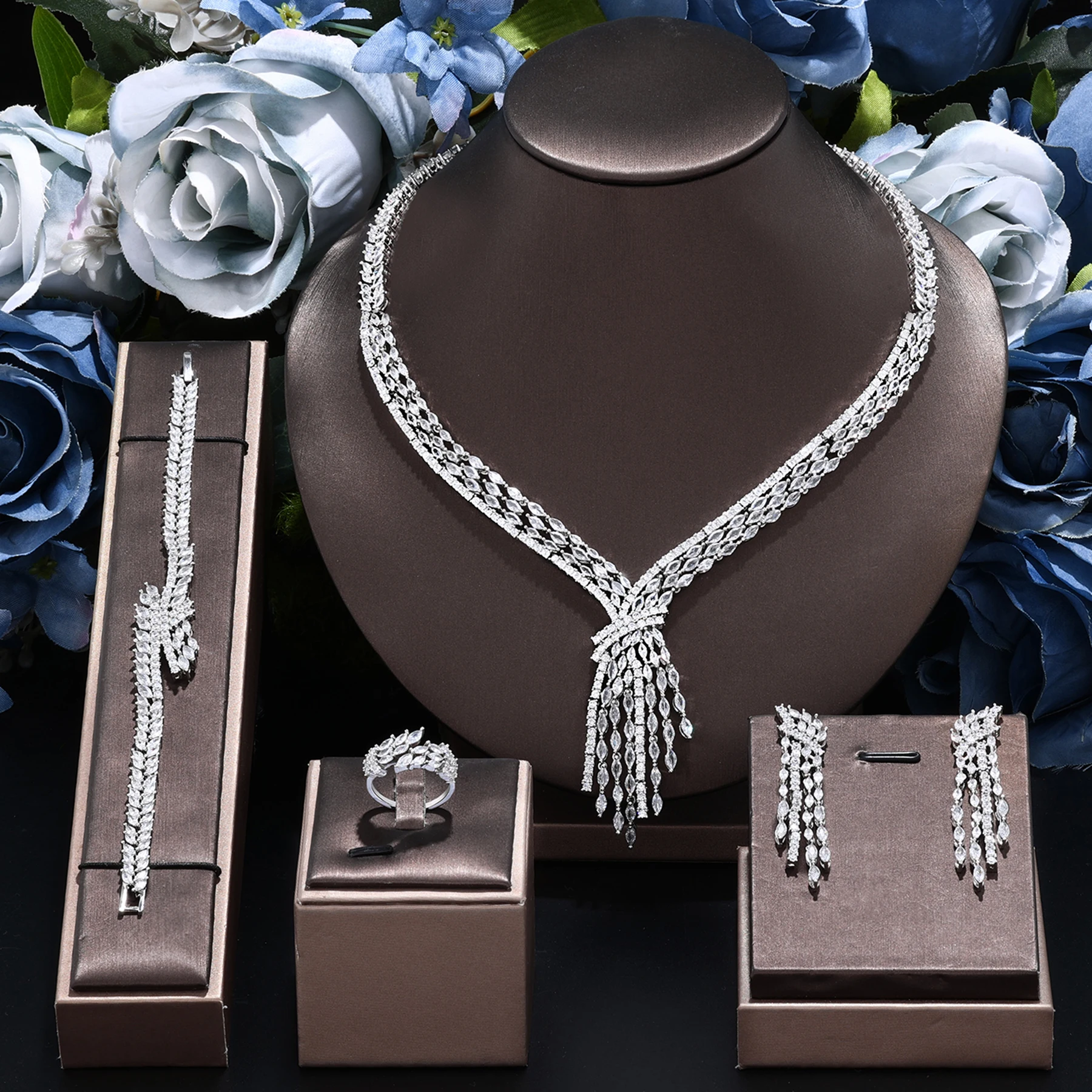 

Bridal Jewelry Sets New Fashion Dubai Full Jewelry Set For Women Wedding Party Accessories Design