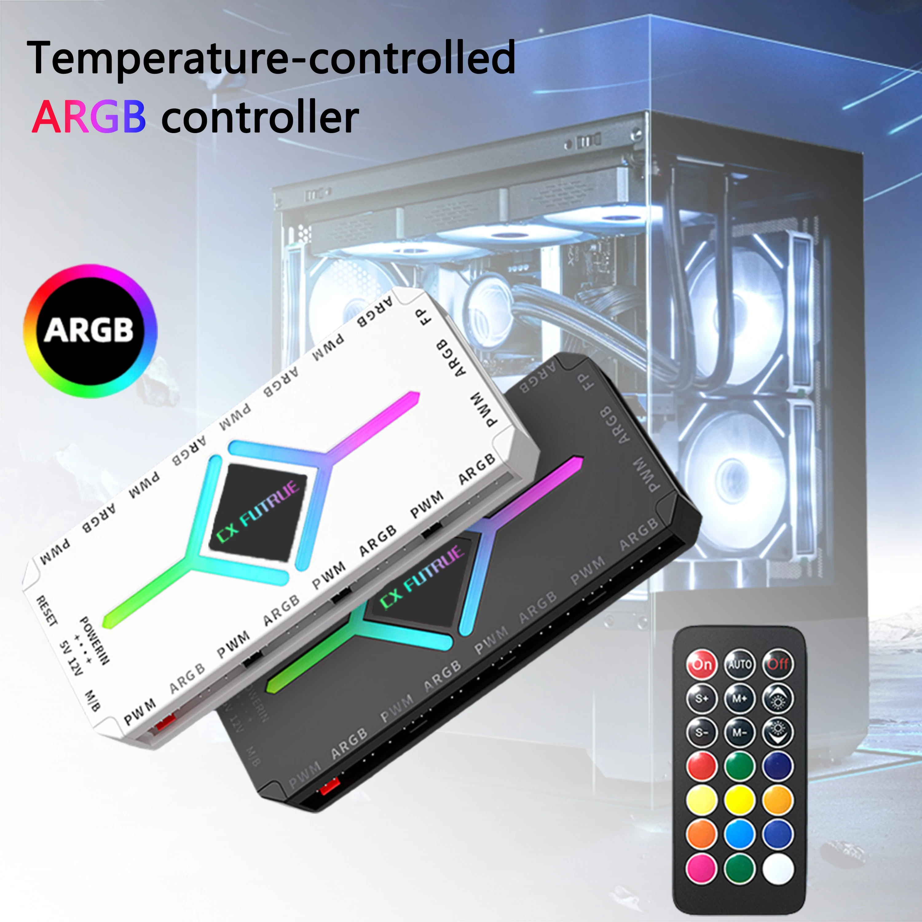 Kit 4x Controladora ARGB 5V 3-pin + PWM com Controle Remoto