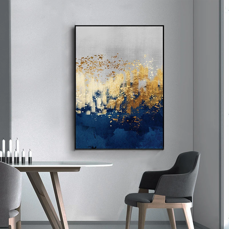 Art mural bleu scintillant, peinture, art mural bleu, peinture scintillante  scintillante sur toile, verre concassé embelli, art mural glamour -   Canada