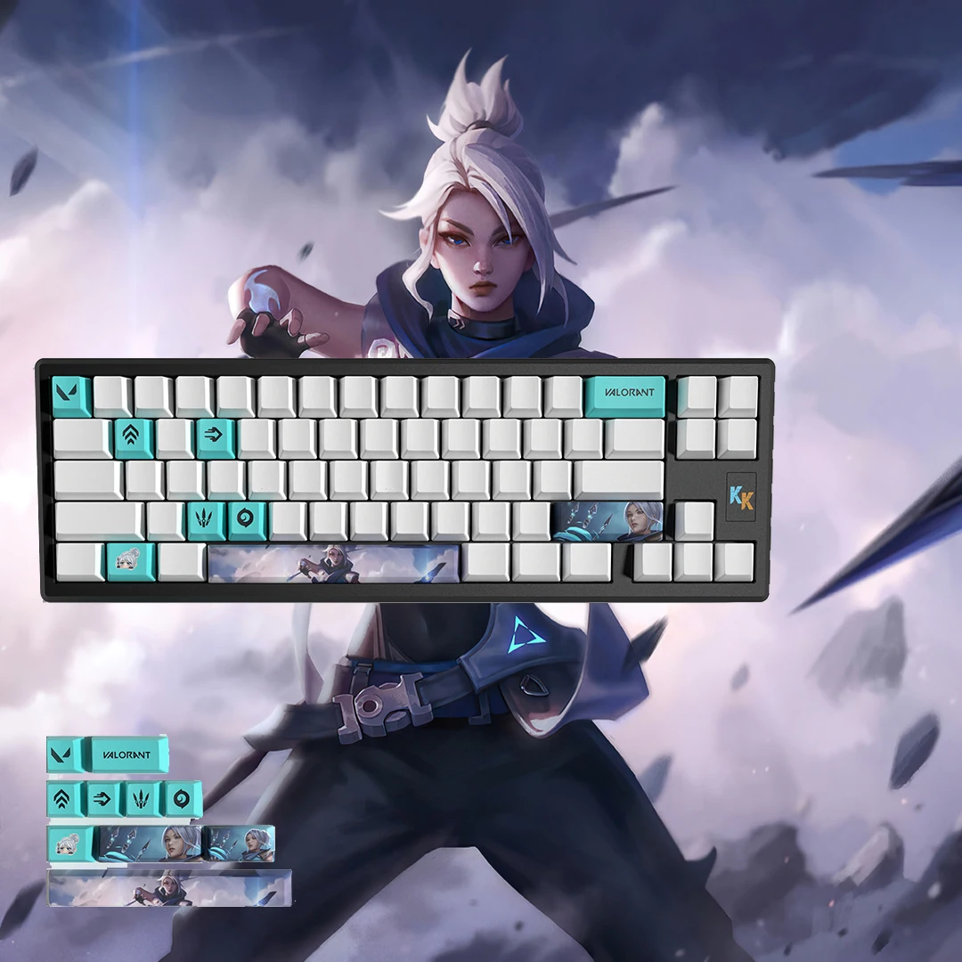 Perfil do Oem 10 Chaves Pbt Dye Sub Keycaps Jogo Jett Valorant