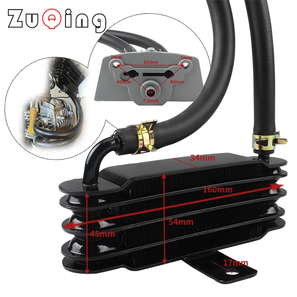 

Moto Oil Cooler 4 Rows Engine Cooling Kit Aluminum For Suzuki Yamaha 50cc 125cc Motocross Accessories Pit Bike Oil Radiator