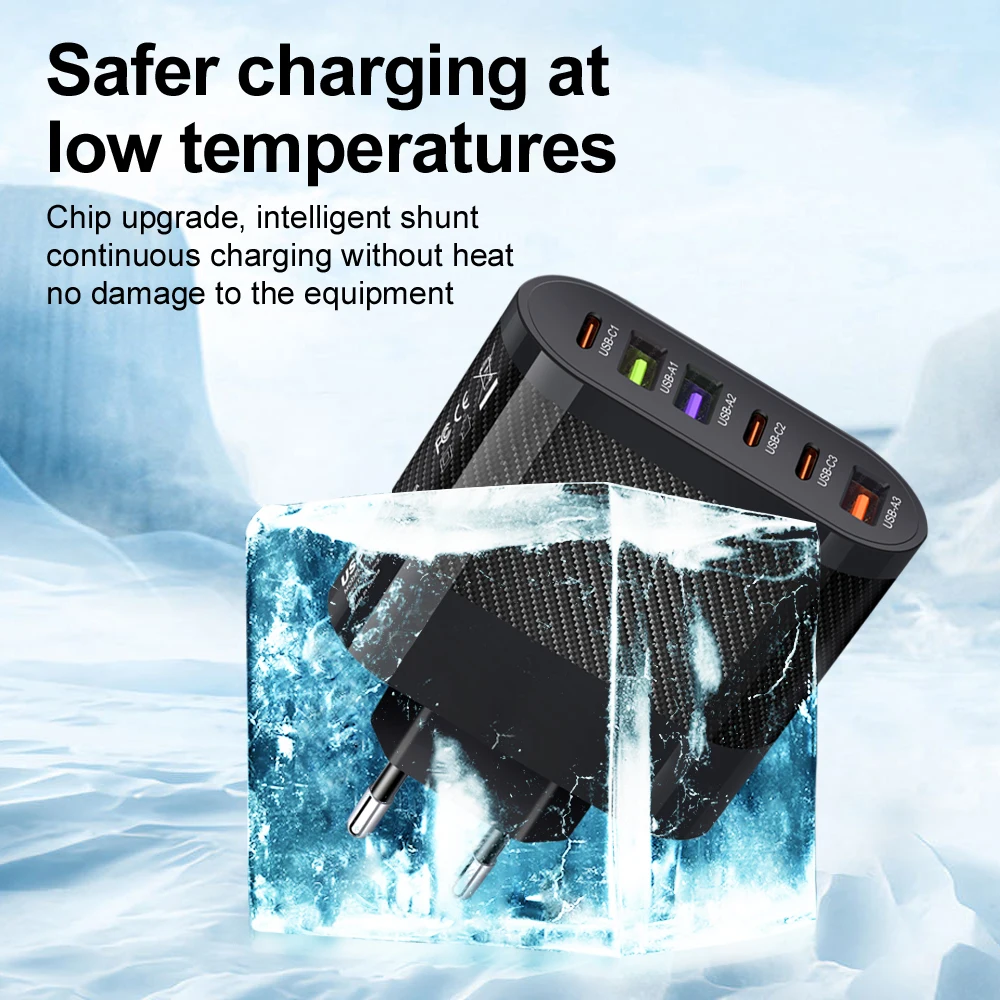 3.1A 5-Port USB PD Charger Adapter Fast Charging QC 3.0 Wall Plug for Xiaomi iPhone 15 16 Samsung Mobile Phone Power Charging