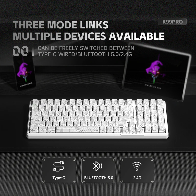 FURYCUBE K99 PRO 99 Keys 2.4G Wireless/Bluetooth/Wired RGB Hot