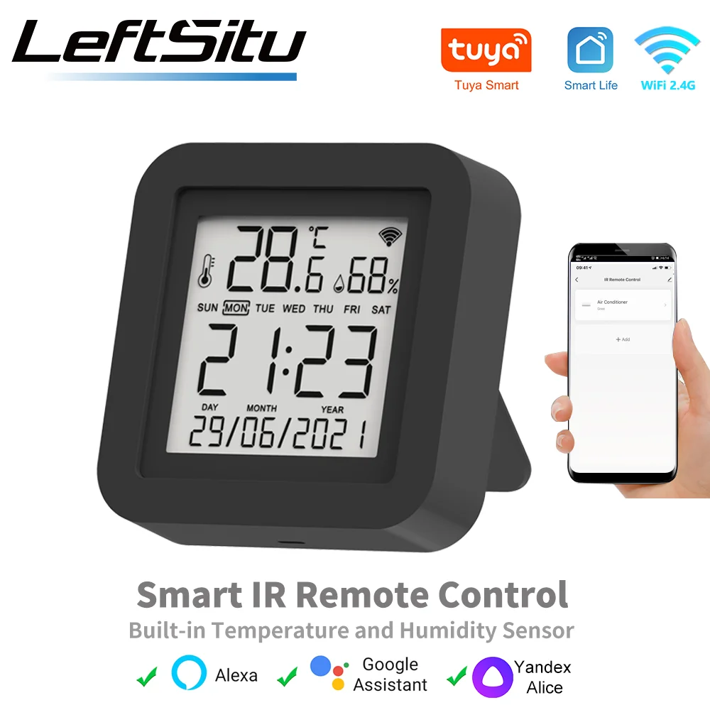Tuya Smart Universal IR Remote smart universal remote control wireless remote controller smart ir remote control bluetooth voice remote control with Temperature Humidity Sensor smart temperature sensor smart thermometer temperature humidity meter for Air Conditioner TV AC Works with Alexa Google Home Yandex