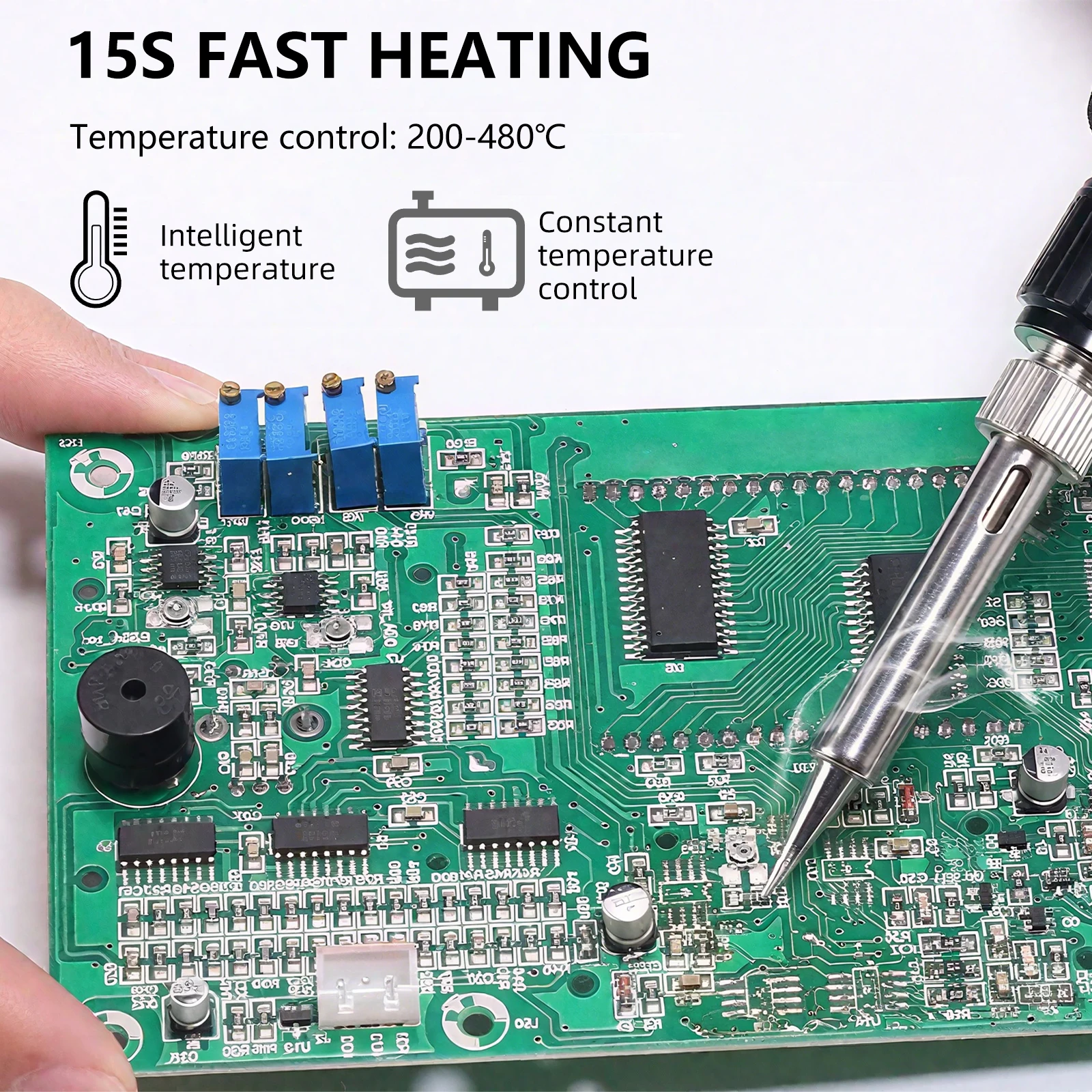 220V 8586 Digitale ESD-Heißluftpistole & Lötkolben mit Schlaffunktion Reparaturwerkzeug Entlötstation Sanfte Bürstenlose Lüfterstation – Detail 15
