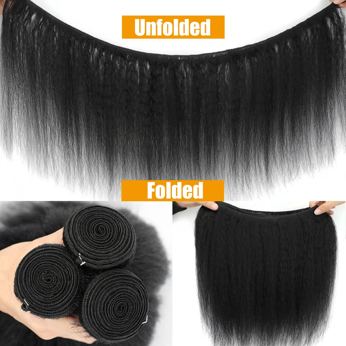 Kinky Straight Human Hair Bundles With 4x4 Lace Closure 12A Brazilian 100% Human Hair 13x4 13x6 Lace Frontal Only For Women 4