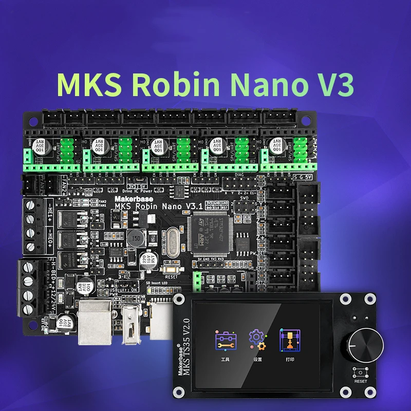 Makerbase MKS Robin Nano V3 32Bit 168Mhz F407 Control Board 3D Printer motherboard 3D Parts TFT screen USB print VS Nano V2