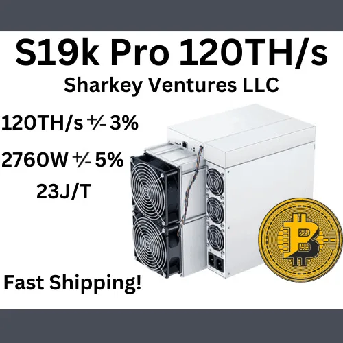 

NEW Bitmain Antminer S19k Pro 120 Th/s 2760W Bitcoin Miner