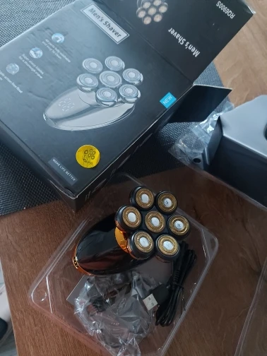 Homens 7d flutuante barbeador elétrico molhado seco barba aparador de pêlos navalha elétrica recarregável cabeça careca máquina de barbear display lcd photo review