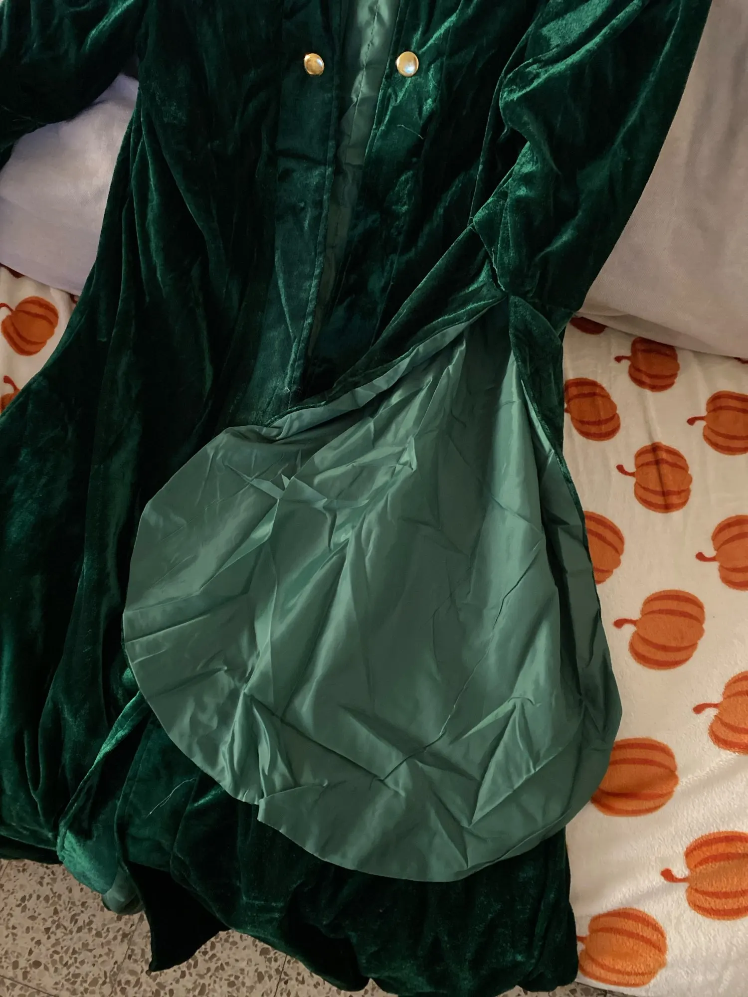 Costume de sorcière de prestige - Robe en velours vert émeraude & chapeau pointu