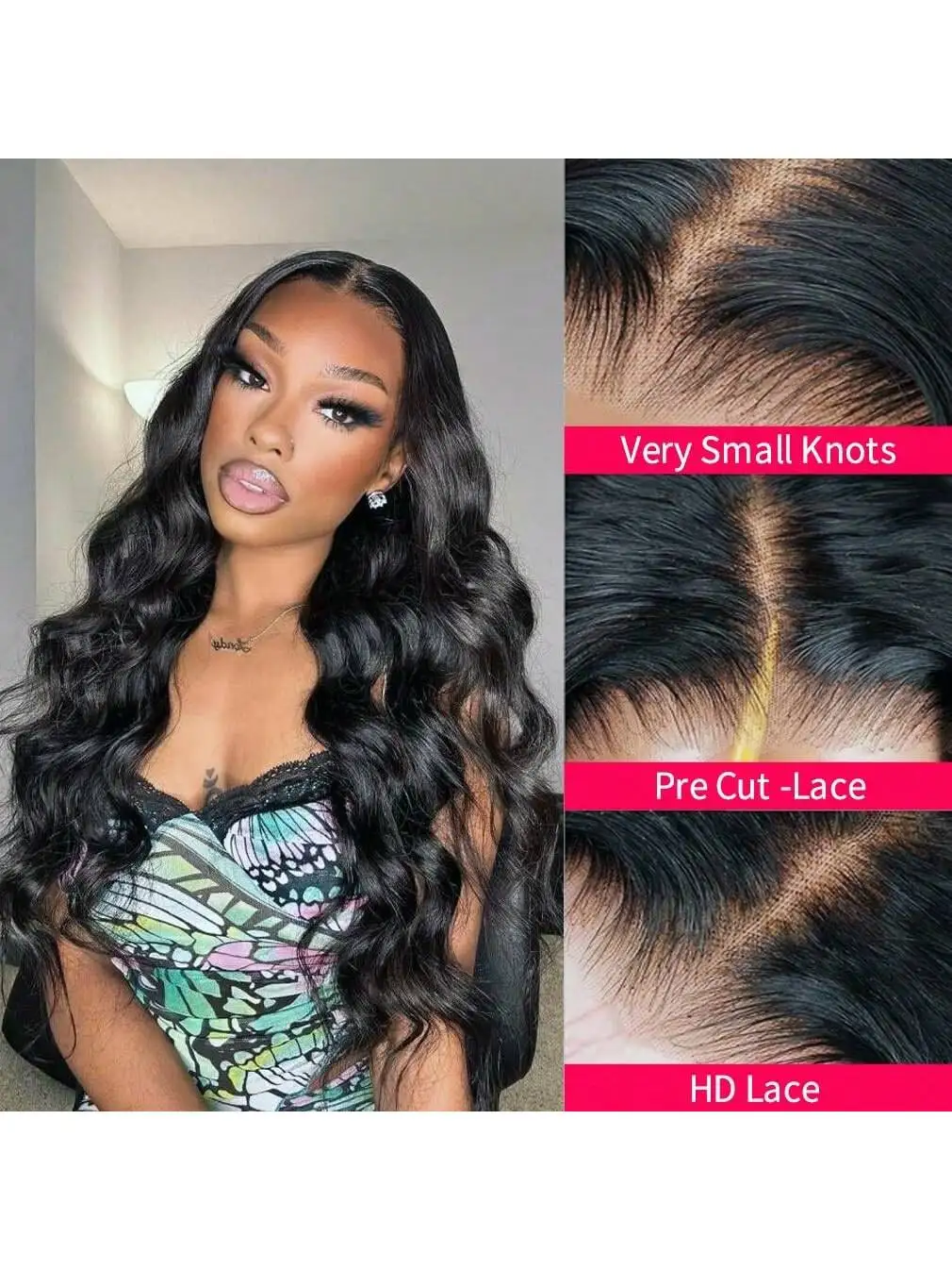 40 Inch 200% Density Wear And Go Glueless Pre Plucked 13x4 HD Lace Wigs Human Hair Body Wave Lace Front Wigs No Glue Pre Cut 4