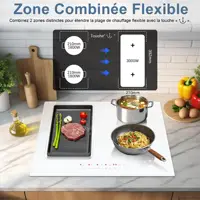 Индукционная табличка 4 Feux Blanc avec Prise, Cooksir Plaque de Cuisson Induction Encastrable, 60 см, 3500 Вт, мини-изображение, 230 В — изображение 3