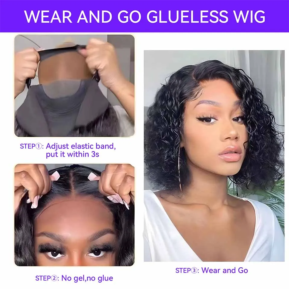 Парик Wear And Go Bob из натуральных волос с глубокой волной, парик без клея, парики на сетке 6x6, готовые к ношению, предварительно вырезанные прозрачные парики 13x4 (art.: 3920c30fdff4c) - 3920c30fdff4c