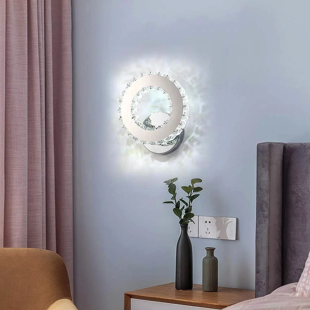 Crystal Wall Lights,LED Wall Light 6500K Wall Sconce Crystal Lamp for Living Room,Bedroom,Cool White Light [Energy Class E]: 3 - 5 Days Free Delivery Only UK