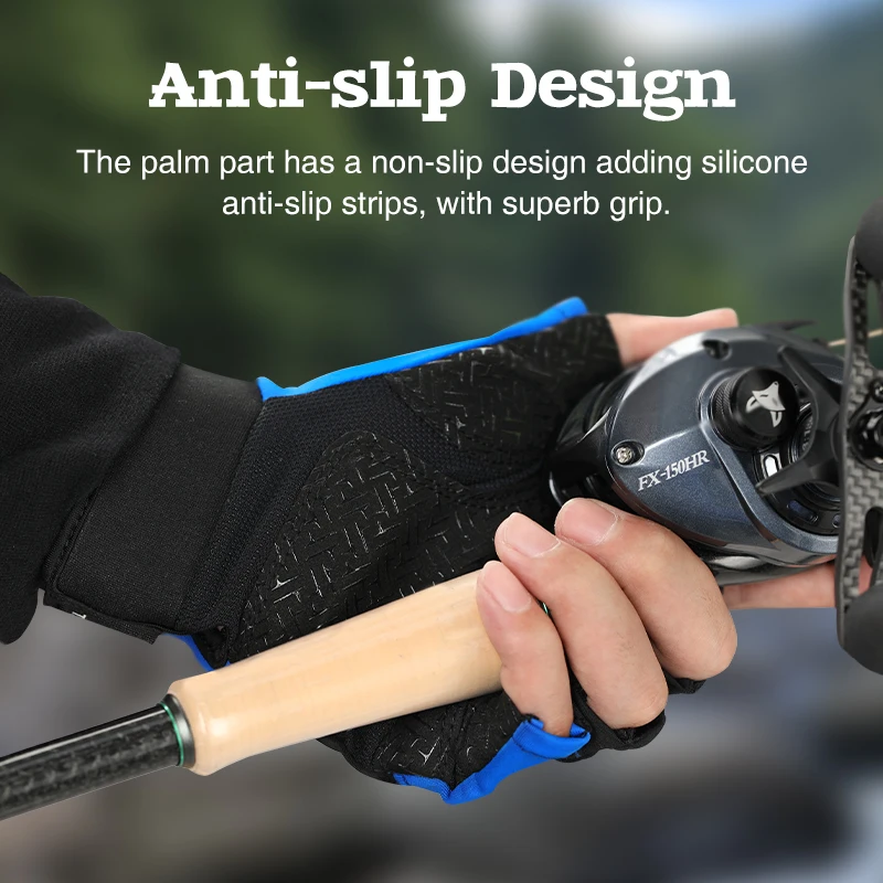 Fingerless Gloves Fishing Gloves TSURINOYA Summer Half Finger Gloves Outdoor Sport Fishing Gloves Quick Dry Breathable Sun Protection Anti-slip Thin