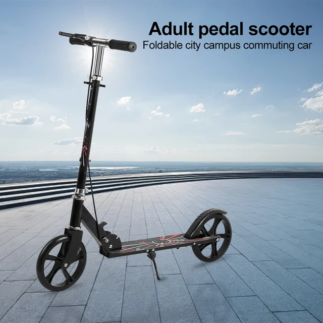 LED Light Up Wheels Scooter For Kids & Adults - Height Adjustable, Foldable, With Handbrake & Bell