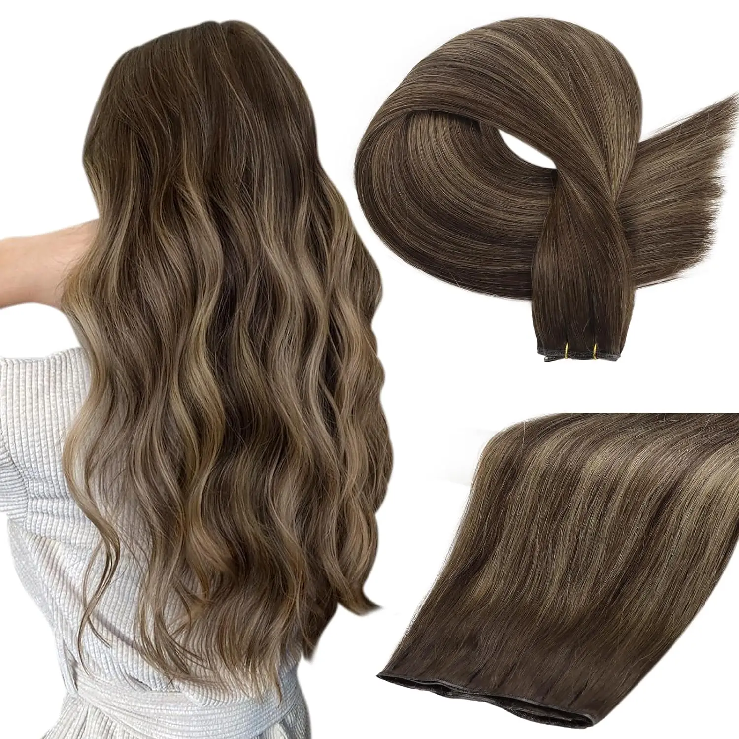 Full Shine Genius Weft Hair Extensions 100% Remy Human Hair for Women Natural Invisble Extensions Human Bundles human hair extensions