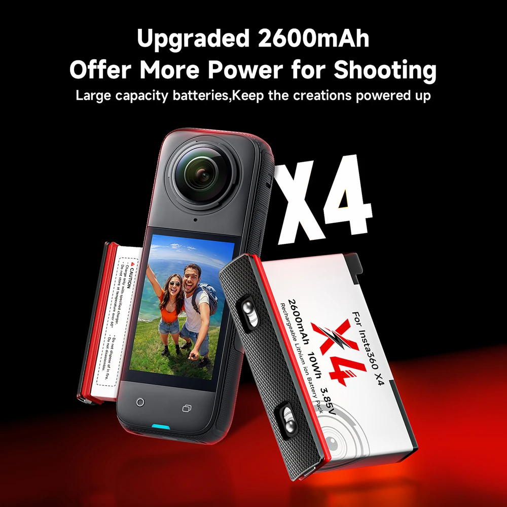 Caméra Action 360° avec Batterie - Lot 1 ou 2 Piles