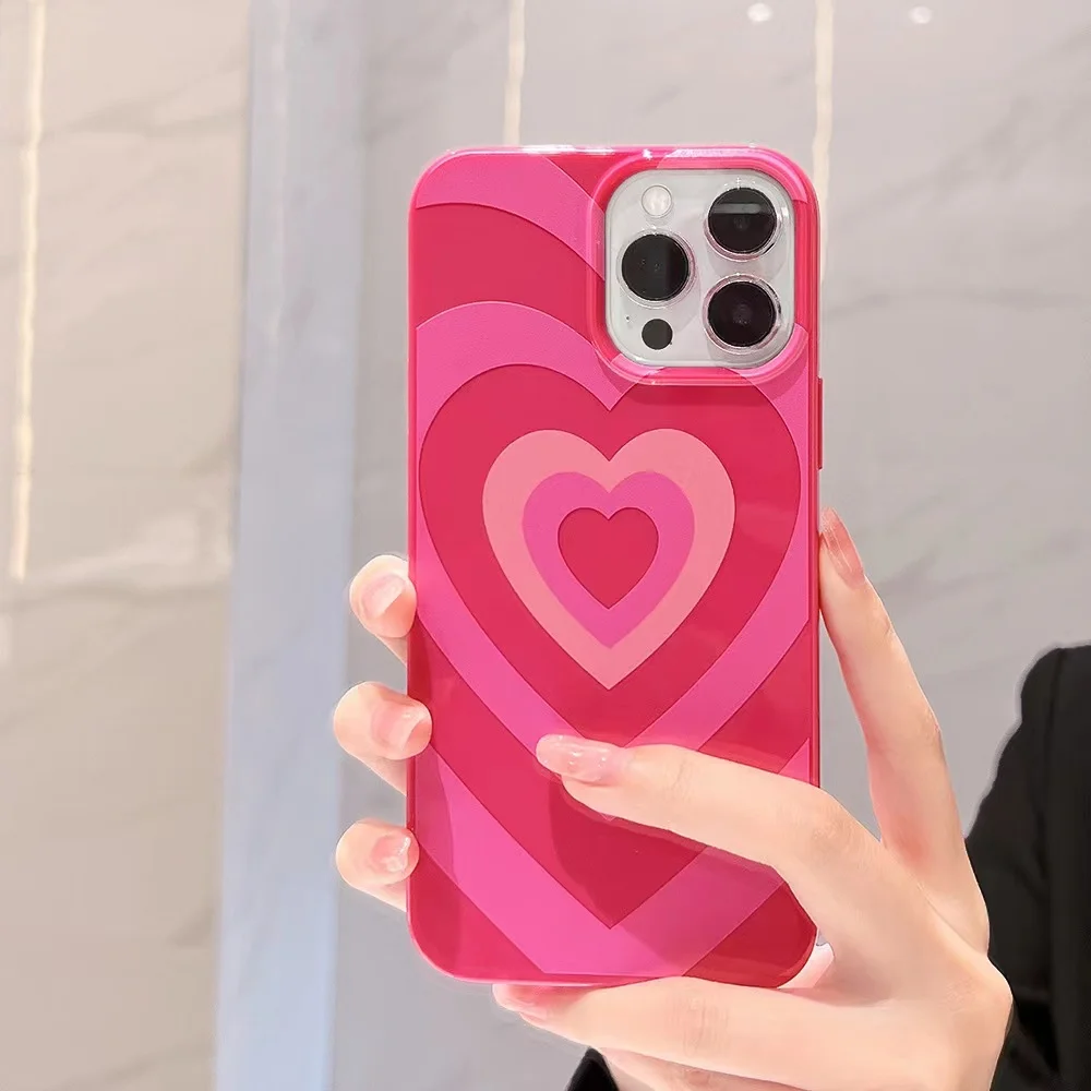 Pink Heart Phone Case With Charm Gift for Girlfriend Pink 