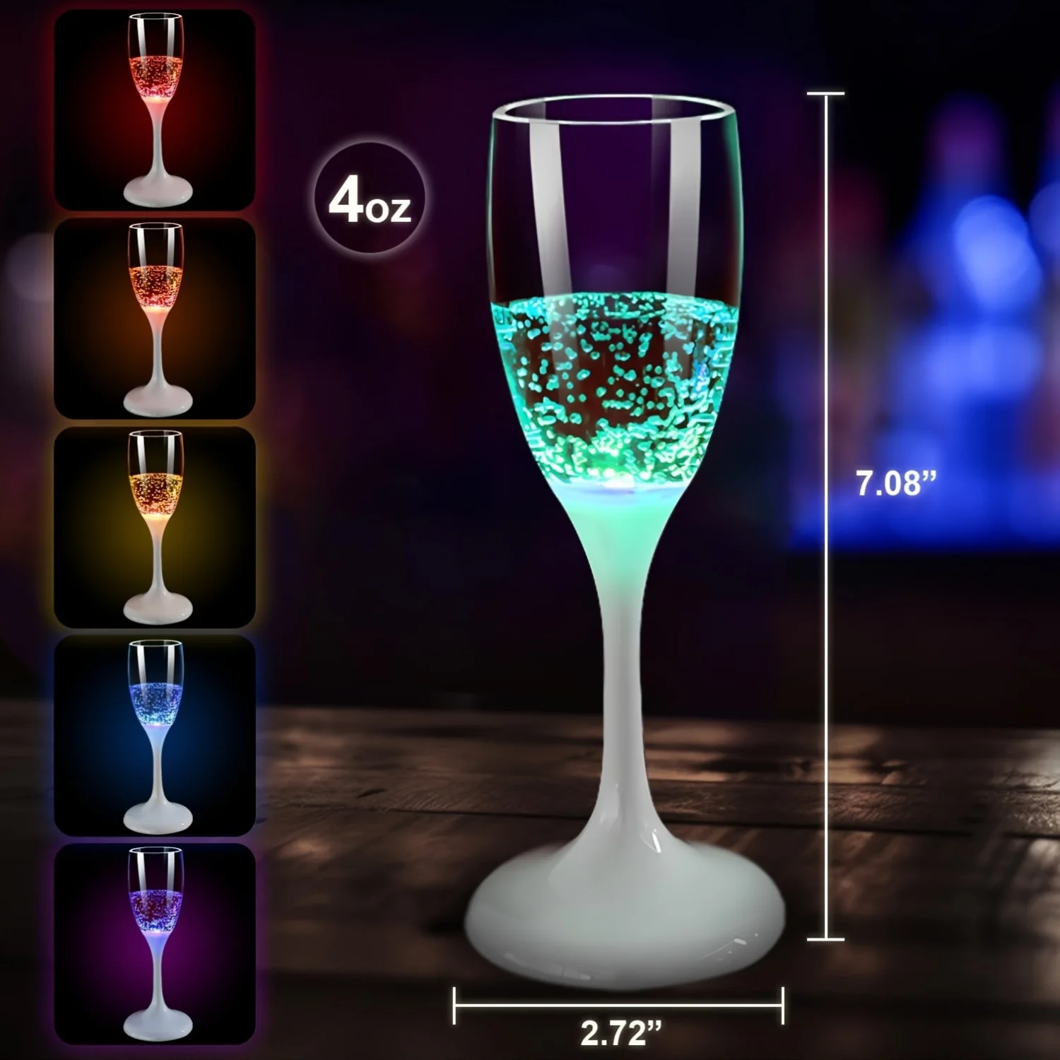 Glowing Shatterproof Champagne Flutes 3
